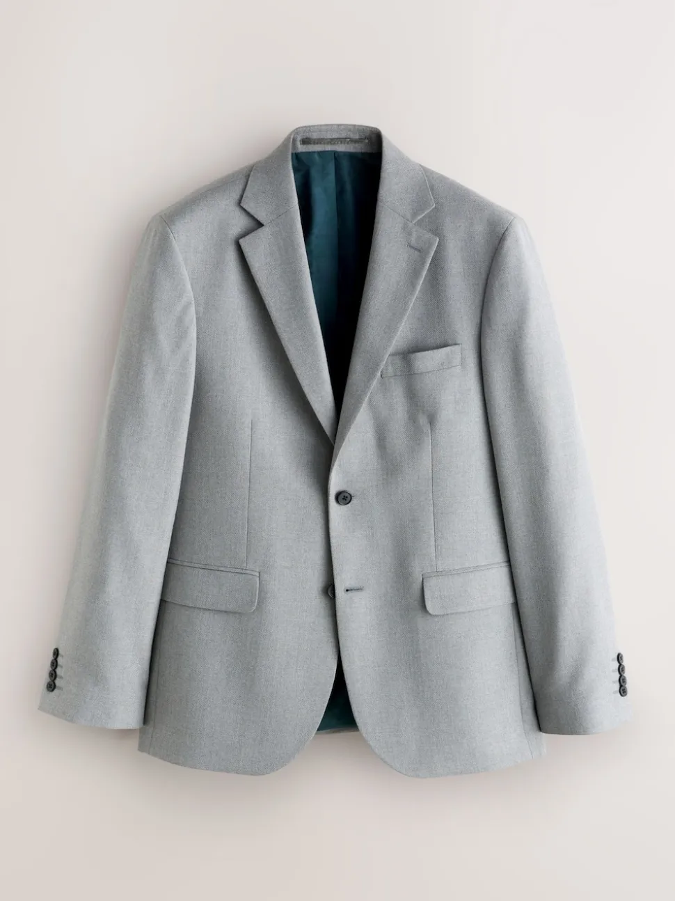 Grey Tailored Fit Textured Suit Jacket