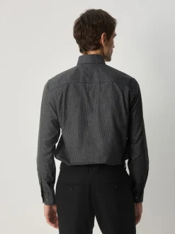 Grey Texture/ Black Paisley Regular Fit Shirt And Tie Party Pack