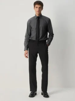 Grey Texture/ Black Paisley Regular Fit Shirt And Tie Party Pack