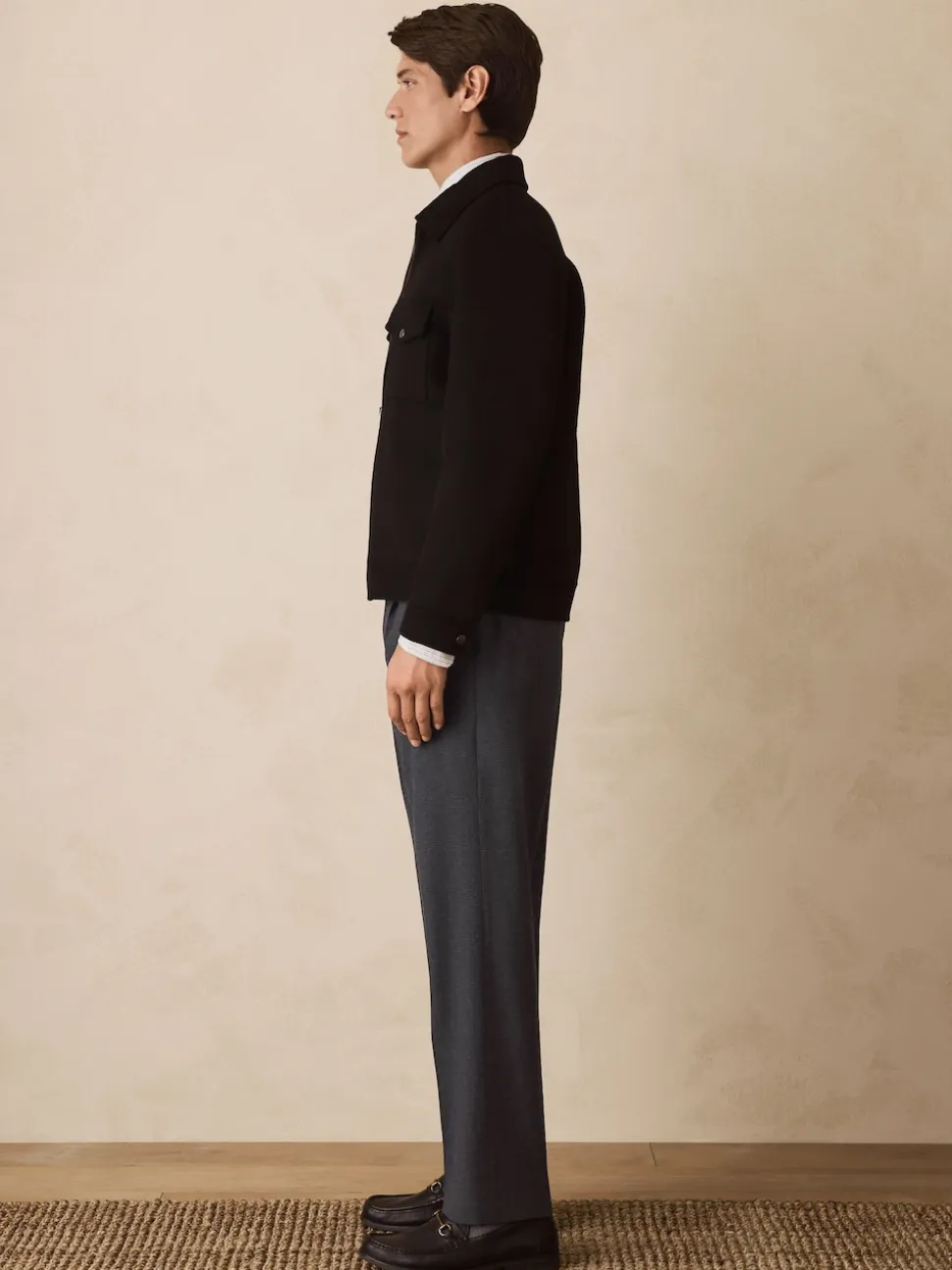Grey Texture Straight Fit Smart Textured Trousers