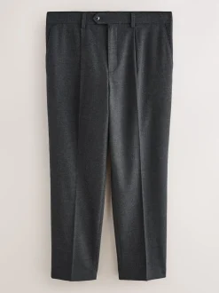 Grey Texture Straight Fit Smart Textured Trousers