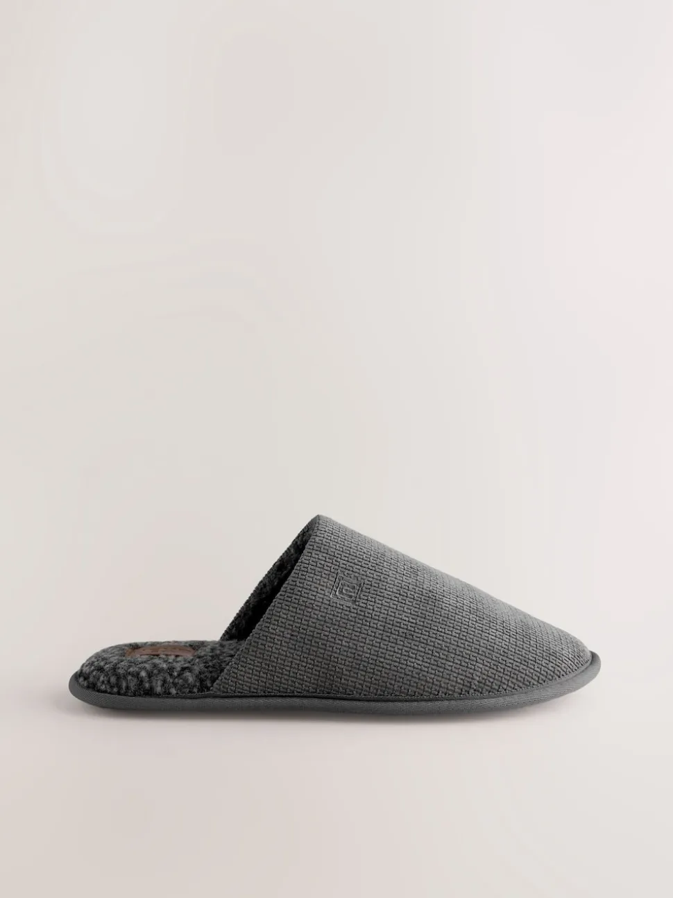 Grey Textured Mule Slippers