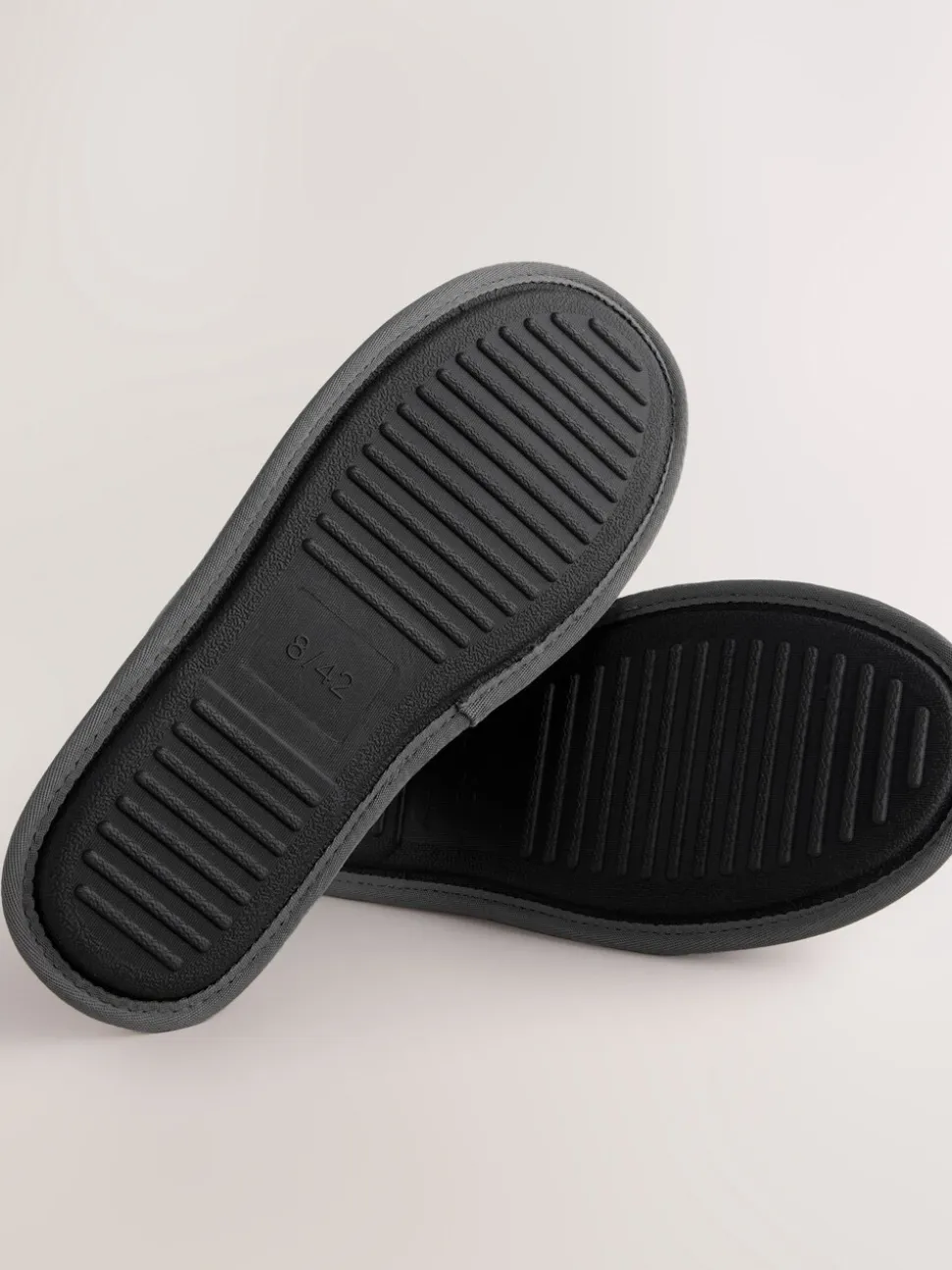 Grey Textured Mule Slippers