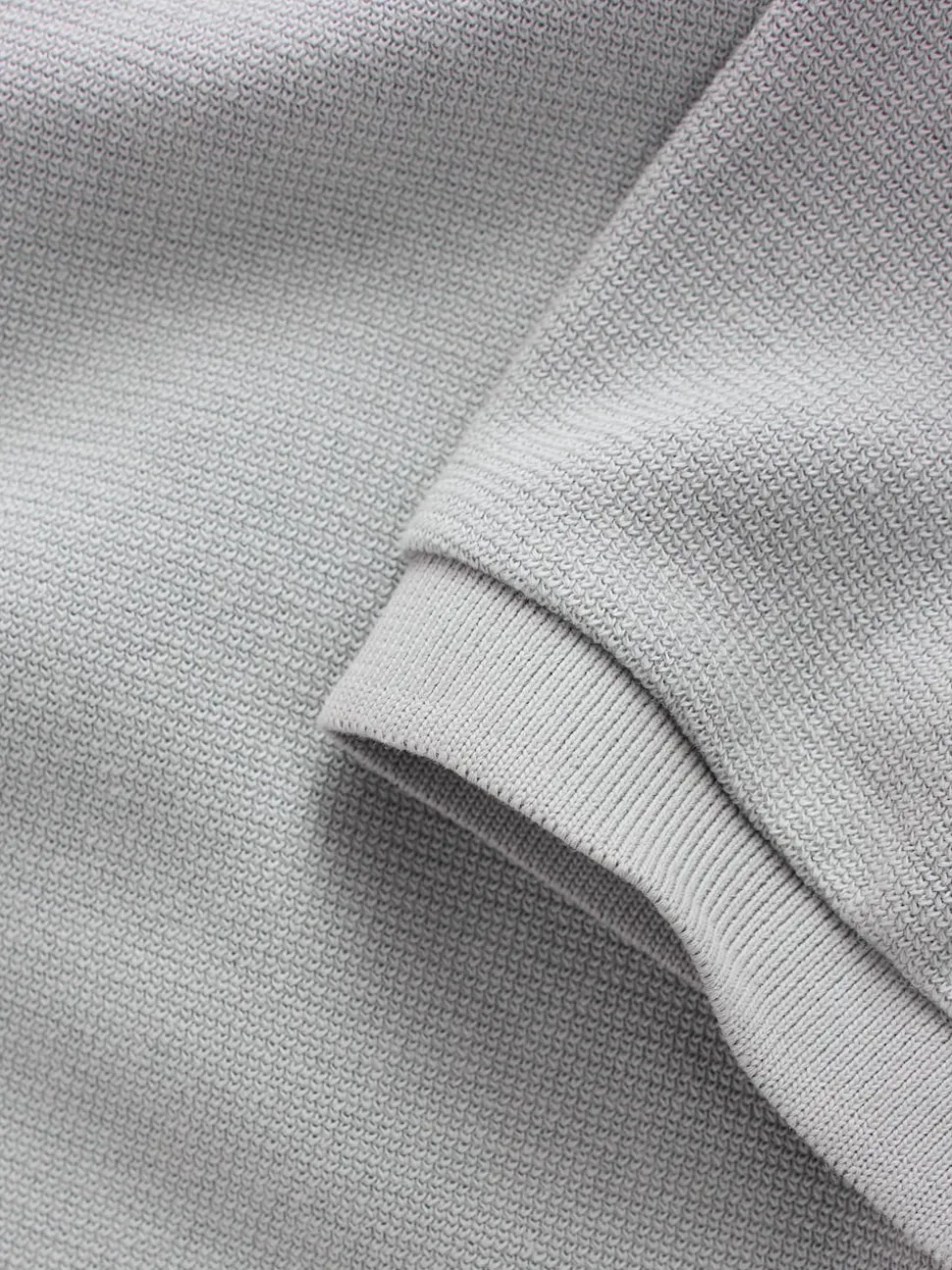 Grey Textured Smart Zip Neck Polo Shirt