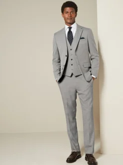 Grey Textured Suit Waistcoat