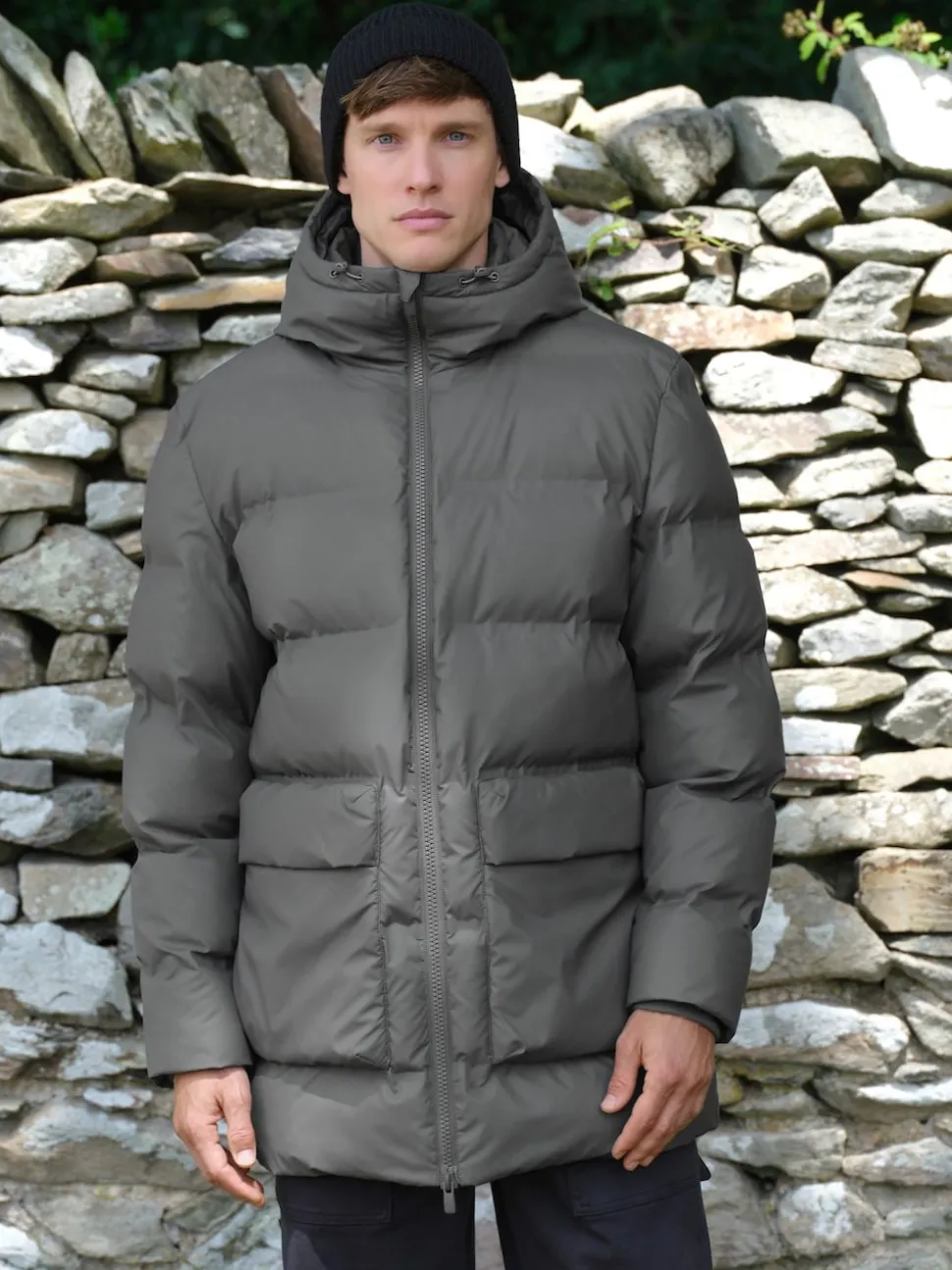 Grey ThermoGen Shower Resistant Rubbersied Puffer Coat