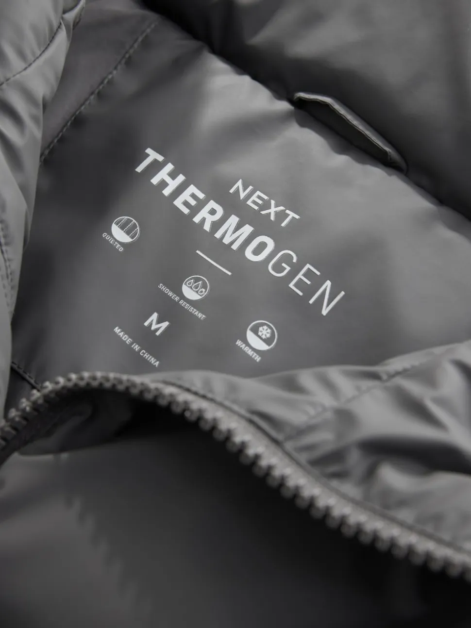 Grey ThermoGen Shower Resistant Rubbersied Puffer Coat