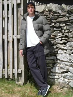 Grey ThermoGen Shower Resistant Rubbersied Puffer Coat