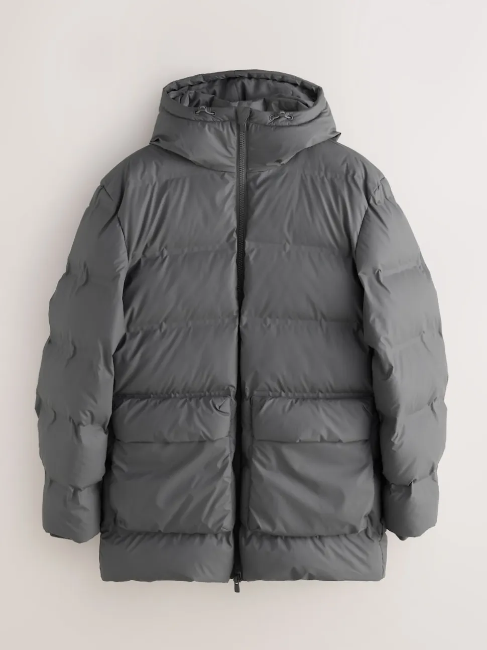 Grey ThermoGen Shower Resistant Rubbersied Puffer Coat