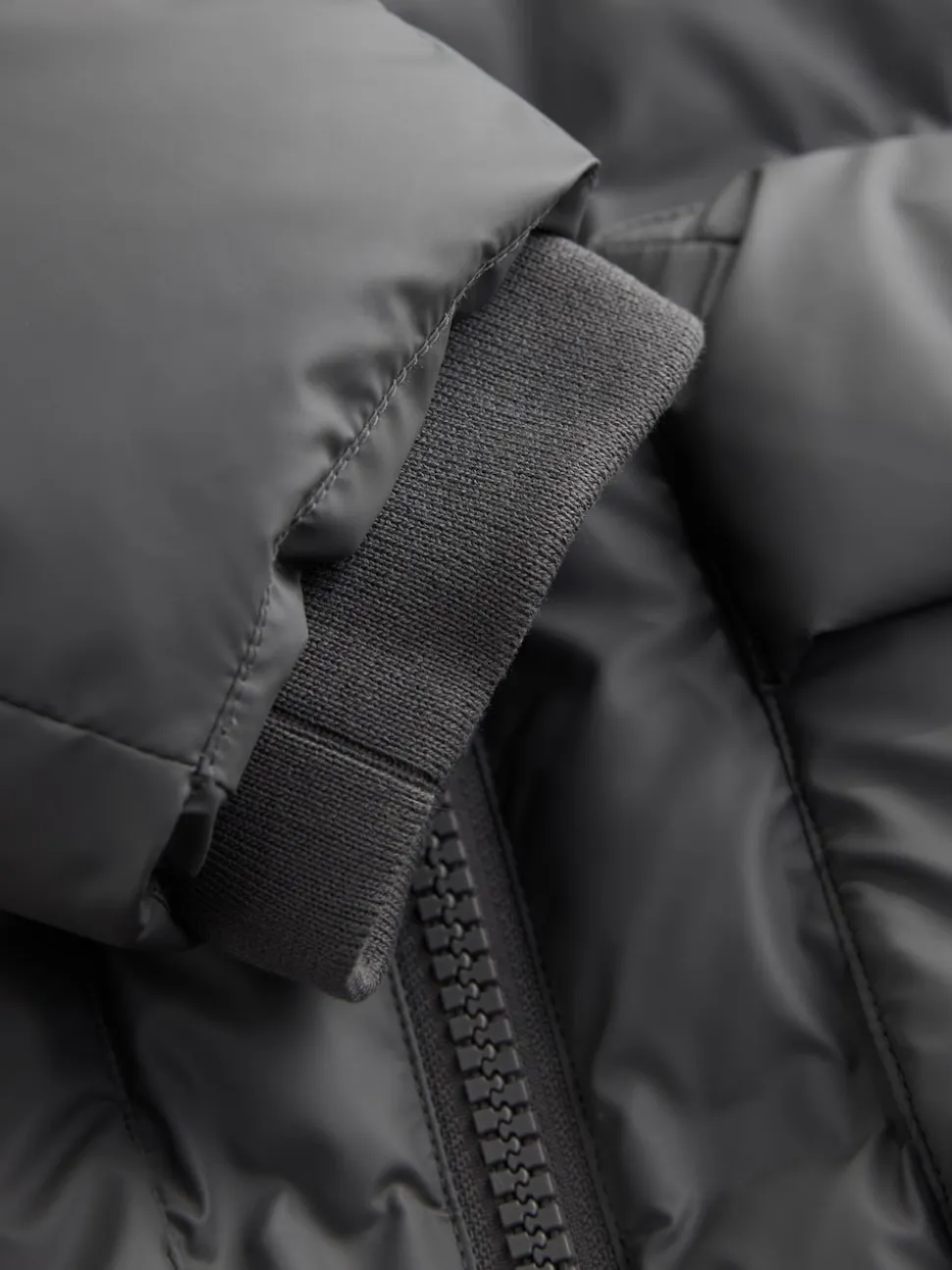 Grey ThermoGen Shower Resistant Rubbersied Puffer Coat