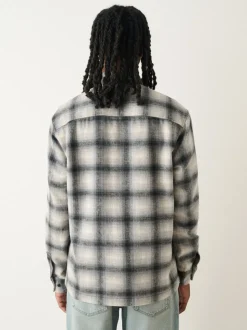 Grey Twin Pocket Long Sleeve Check Overshirt