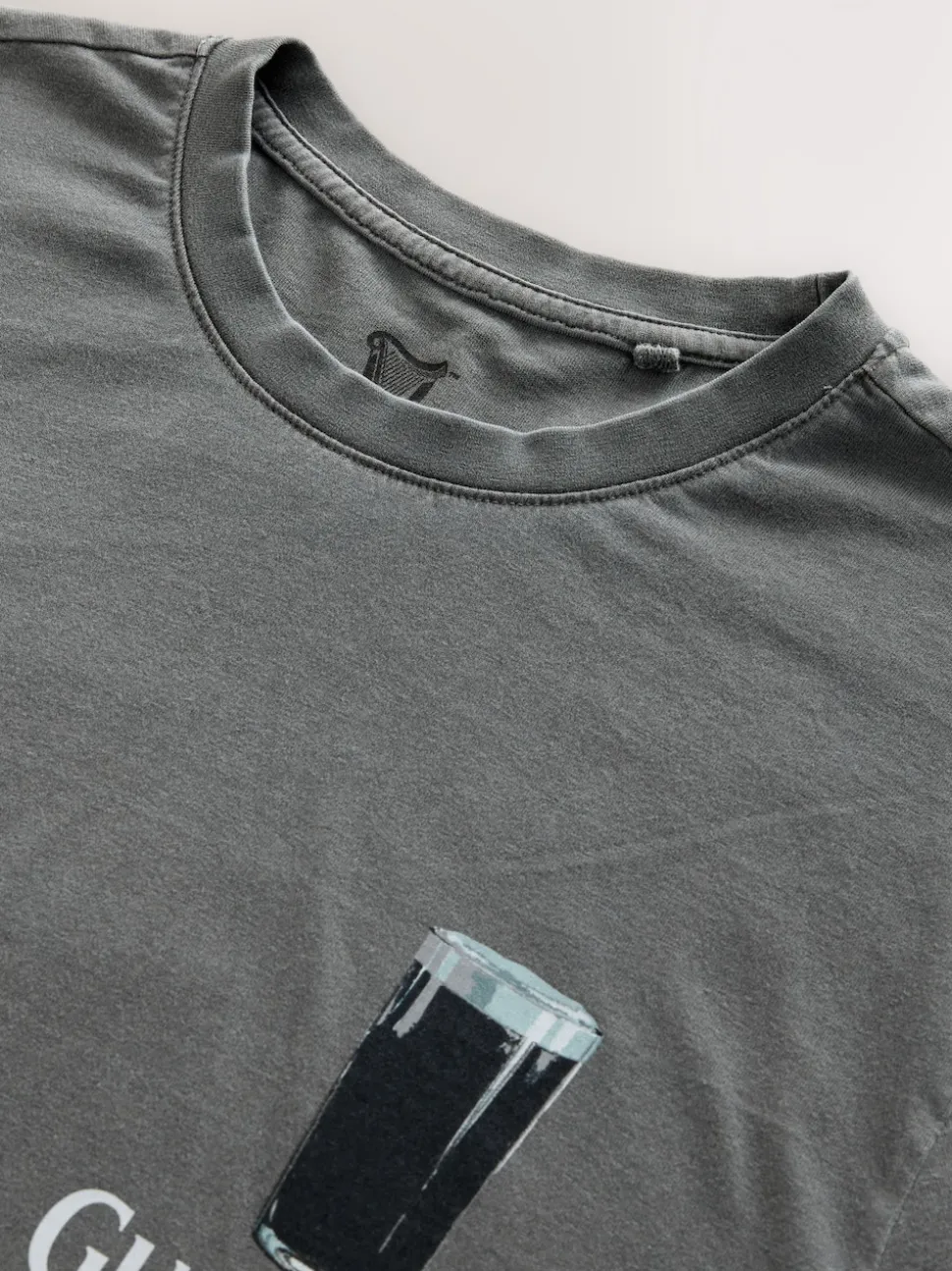 Grey Washed Relaxed Fit Guinness Licence T-Shirt