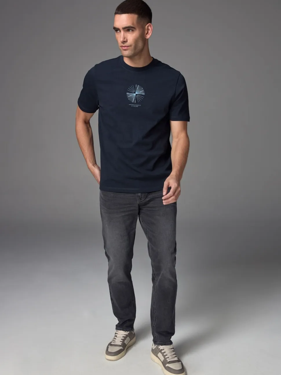 Grey Washed Slim Fit Essential Stretch Jeans