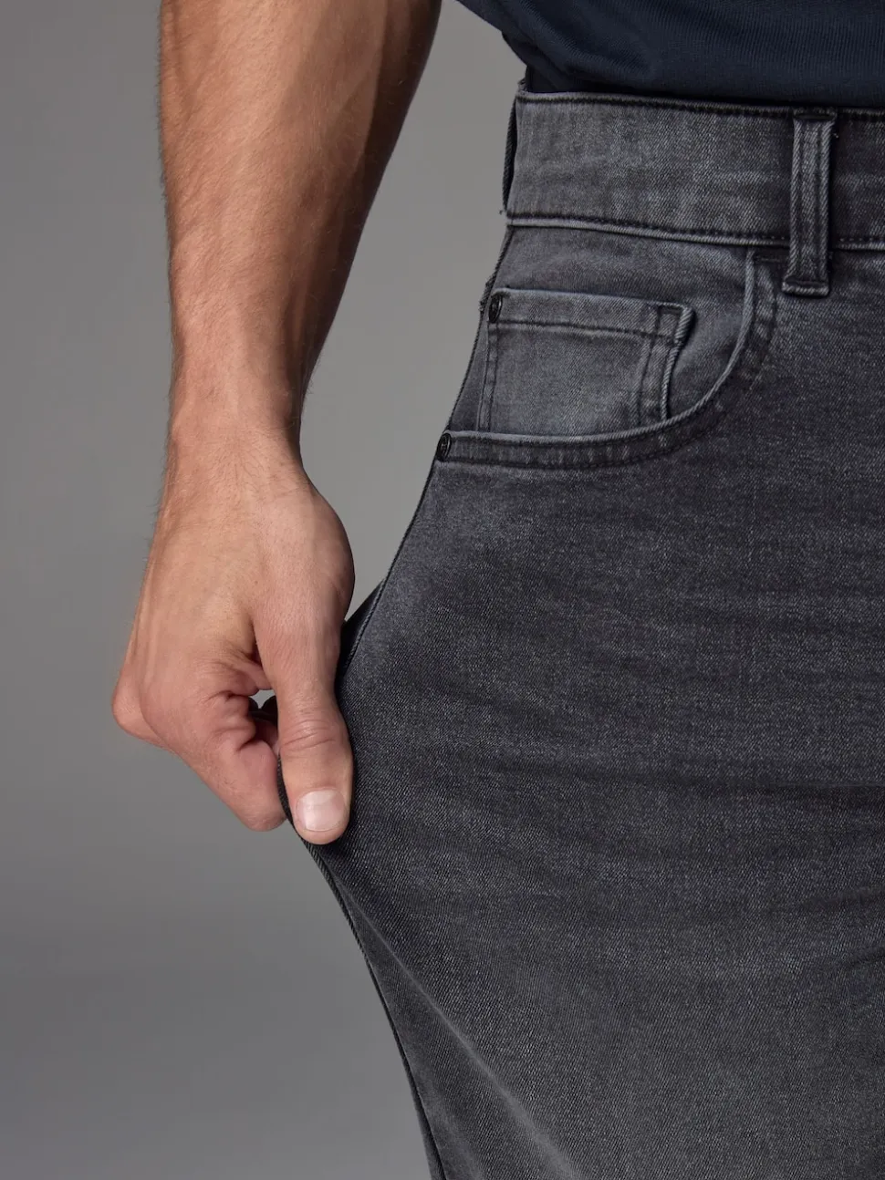 Grey Washed Slim Fit Essential Stretch Jeans
