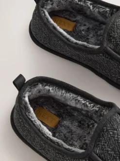Grey Wide Fit Closed Back Slippers