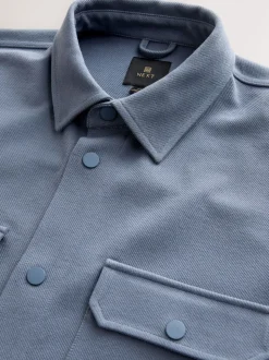 Grey/Blue Jersey Twill Popper Shackets 2 Pack