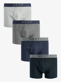 Grey/Navy 4 pack A-Front Pure 100% Cotton Boxers