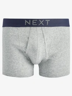 Grey/Navy 4 pack A-Front Pure 100% Cotton Boxers