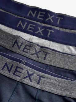 Grey/Navy 4 pack Hipster 100% Cotton Boxers