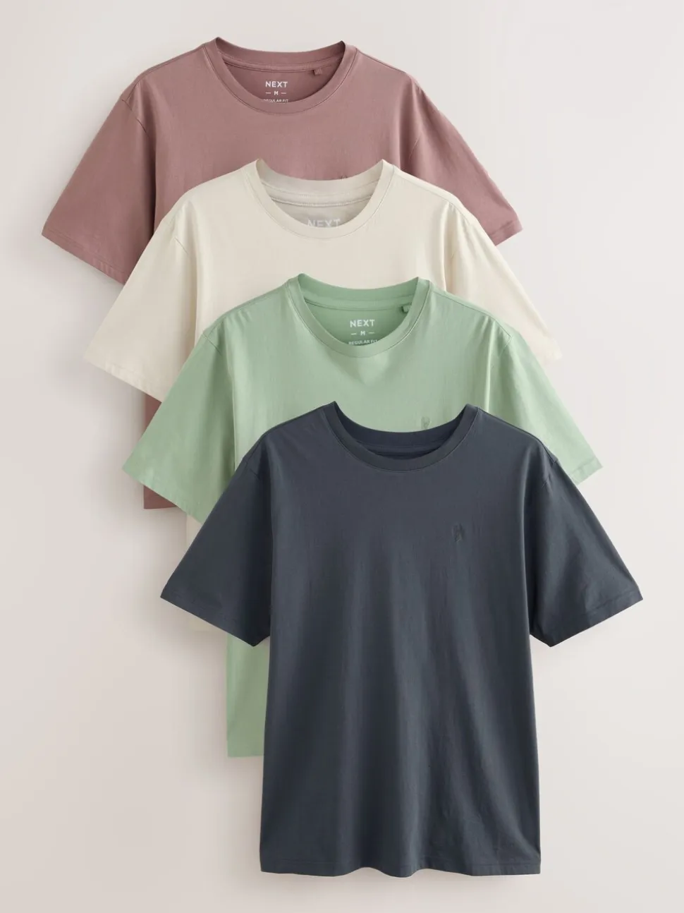 Grey/Pink/Ecru/Green Regular Fit T-Shirts 4 Pack