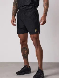 Gym King Black Fight Division Debossed Training 5 Shorts