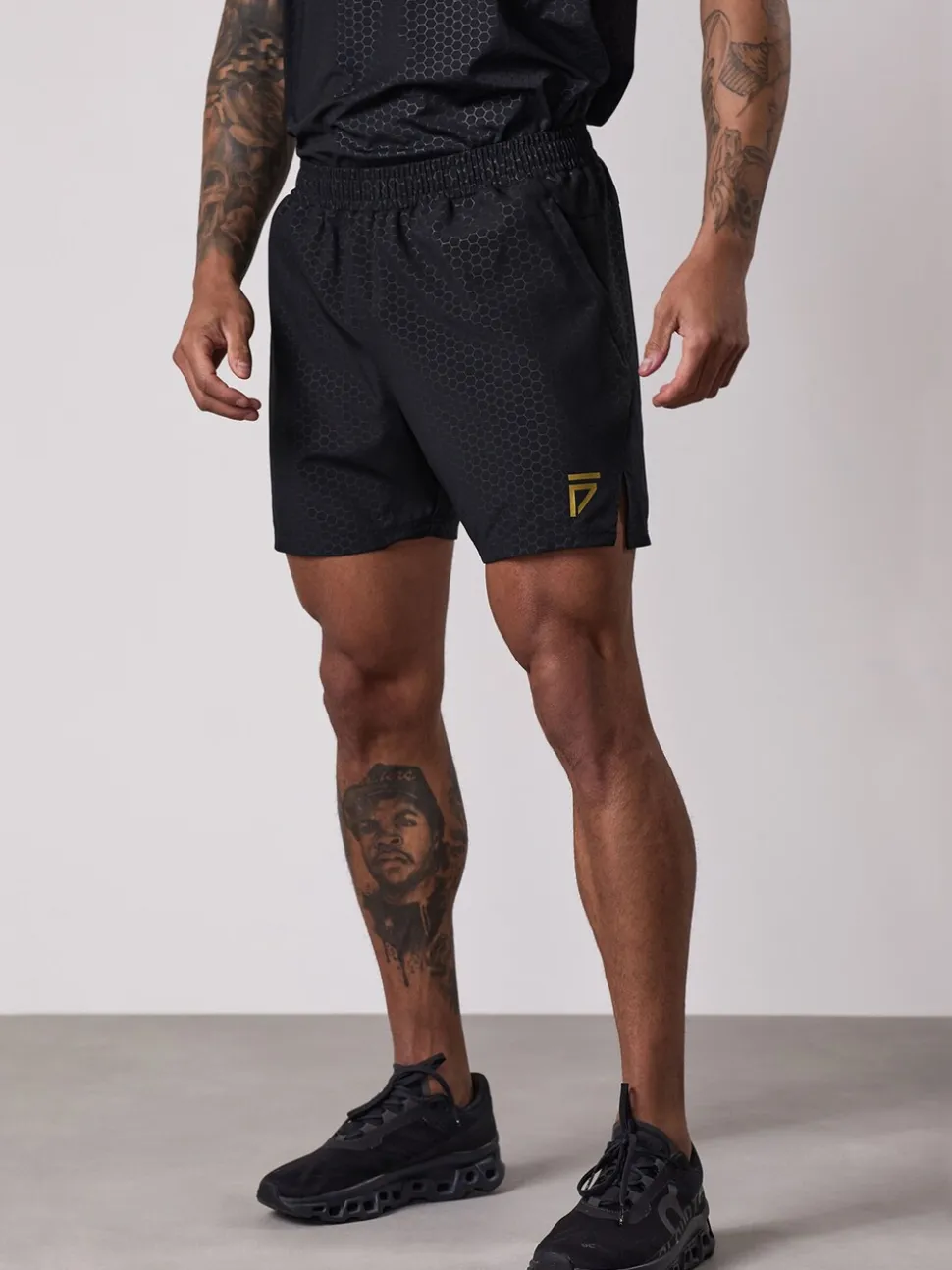 Gym King Black Fight Division Debossed Training 5 Shorts