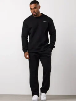 Gym King Black Fundamental Linear Straight Leg Joggers