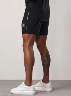 Gym King Black Pro Logo Jersey Shorts