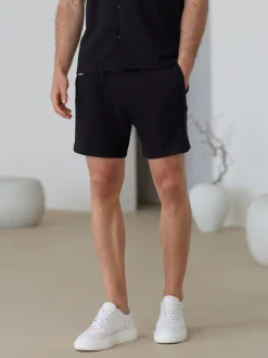 Gym King Black Signature Waffle Shorts