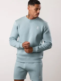 Gym King Blue Fundamental Fleece Crew Jumper