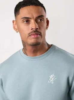 Gym King Blue Fundamental Fleece Crew Jumper