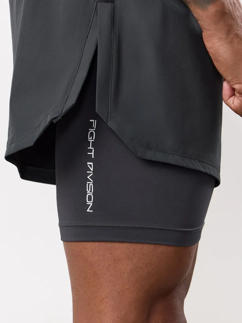 Gym King Grey Fight Division Combat 5 Inch Shorts