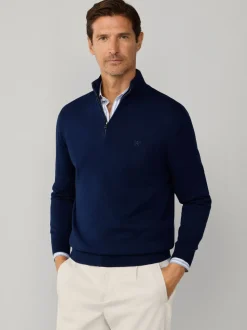 Hackett Cotton Embroidered Logo Quarter Zip Jumper