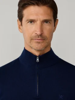 Hackett Cotton Embroidered Logo Quarter Zip Jumper