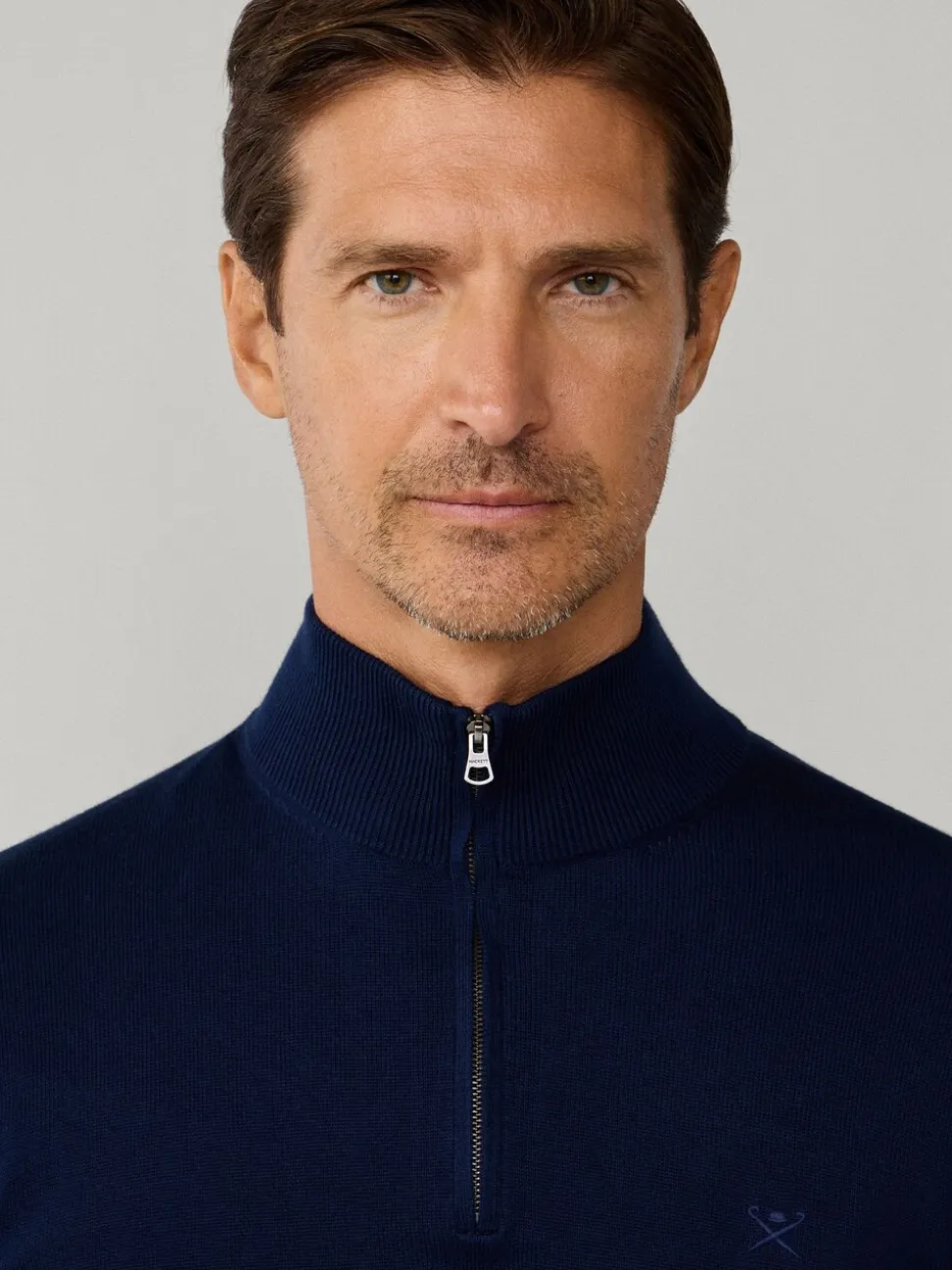 Hackett Cotton Embroidered Logo Quarter Zip Jumper