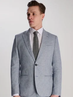 Harry Brown Blue Giacomo Slim Fit Cotton Linen Suit Jacket