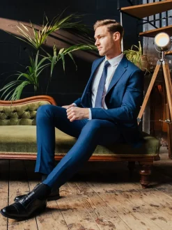 Harry Brown Blue Slim Fit Suit Archie Melange Jacket