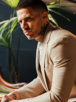 Harry Brown Brown Slim Fit Suit Archie Melange Jacket