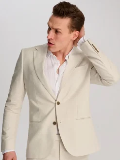 Harry Brown Cream Giacomo Slim Fit Cotton Linen Suit Jacket