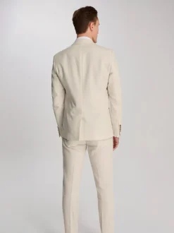 Harry Brown Cream Giacomo Slim Fit Cotton Linen Suit Jacket