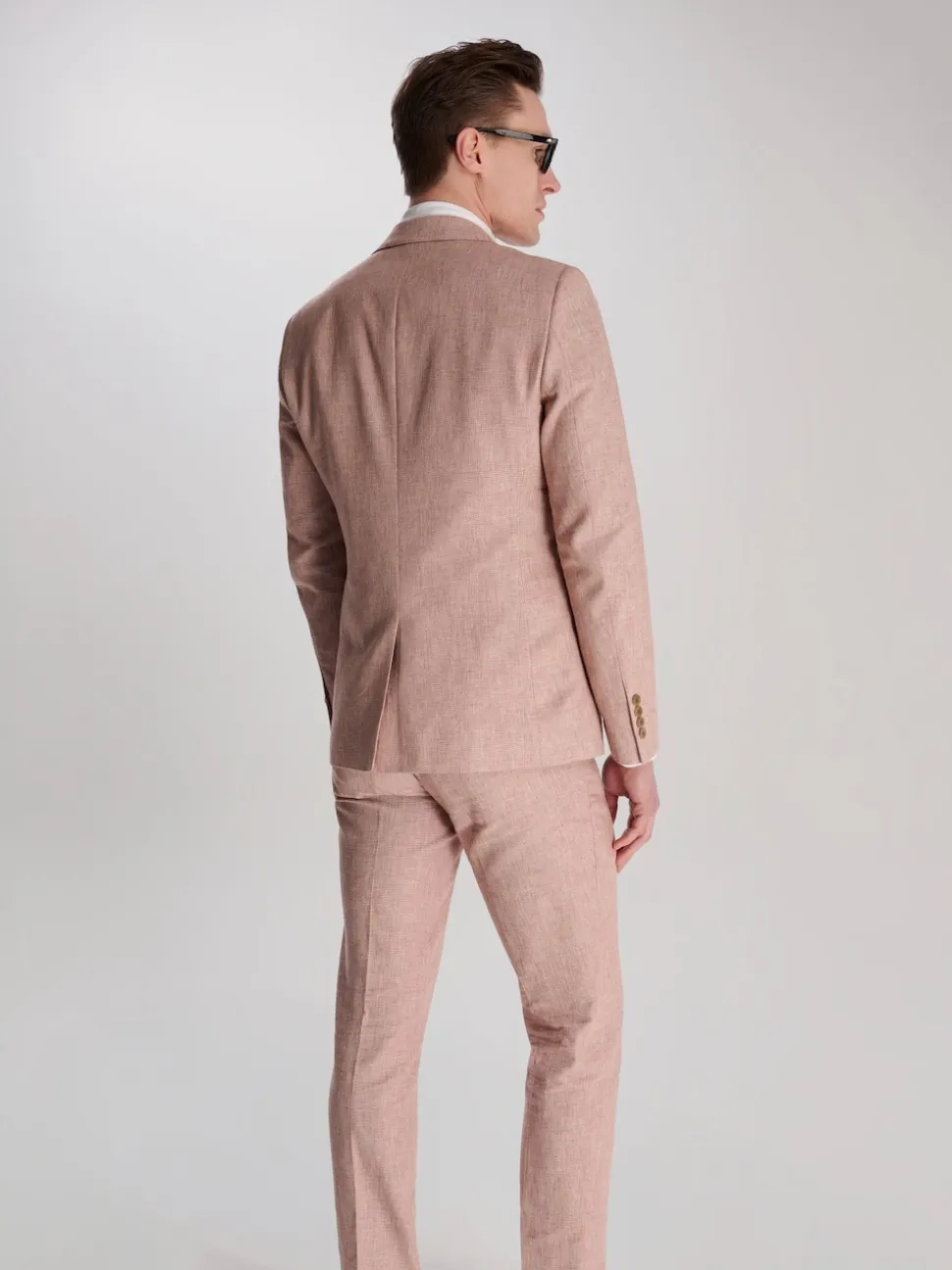 Harry Brown Pink Giacomo Slim Fit Cotton Linen Suit Jacket