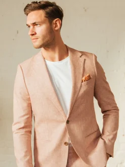 Harry Brown Pink Giacomo Slim Fit Cotton Linen Suit Jacket