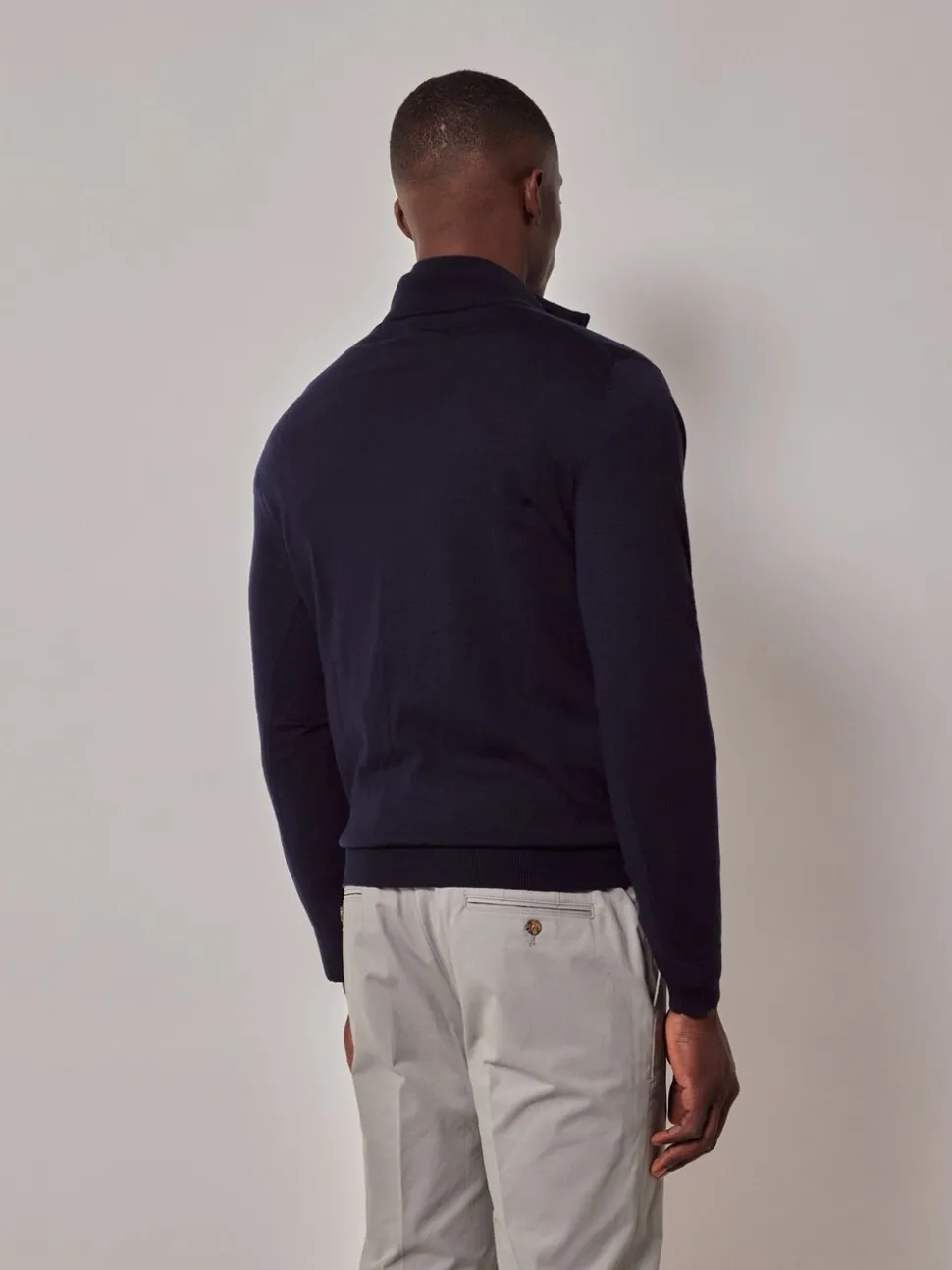 Hawes & Curtis Blue Merino 1/2 Zip Jumper