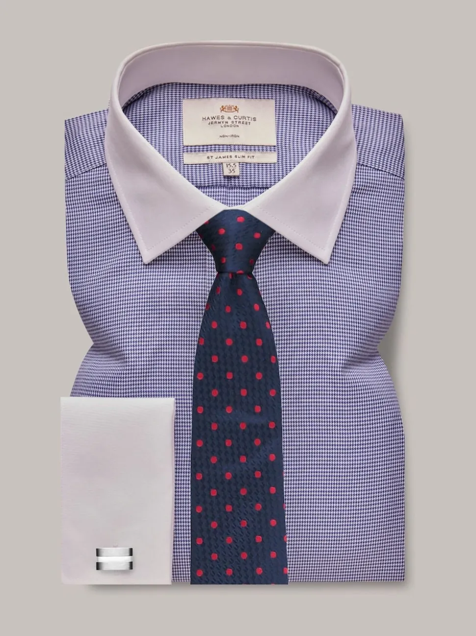 Hawes & Curtis Dogtooth 100% Cotton White Shirt
