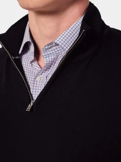 Hawes & Curtis Merino 1/2 Zip Black Jumper