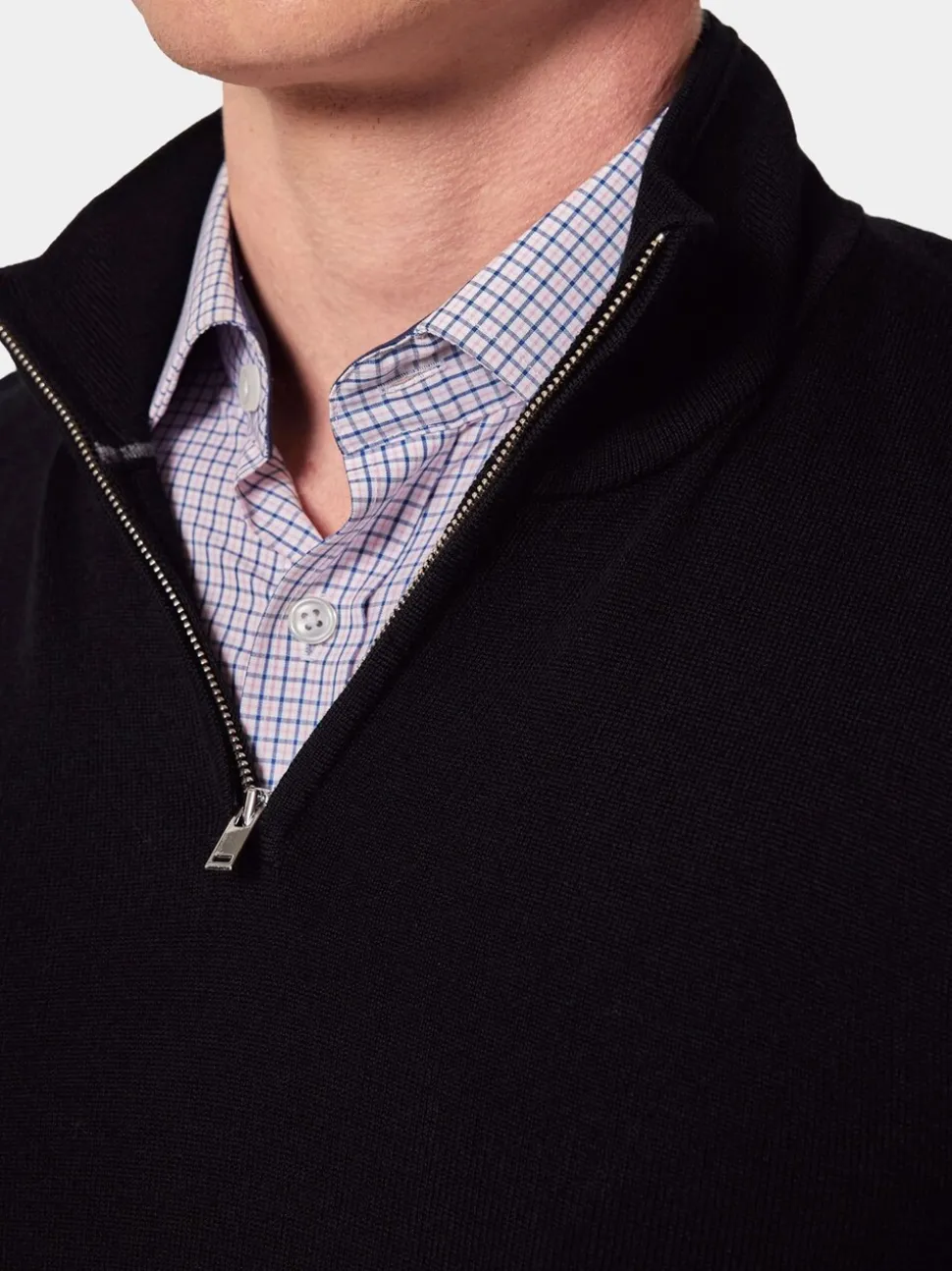 Hawes & Curtis Merino 1/2 Zip Black Jumper