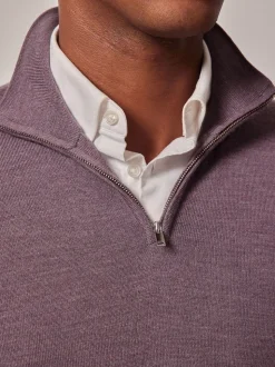 Hawes & Curtis Purple Merino 1/2 Zip Jumper