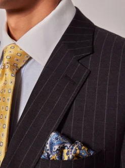 Hawes & Curtis Slim Chalk Stripe Black Suit Jacket