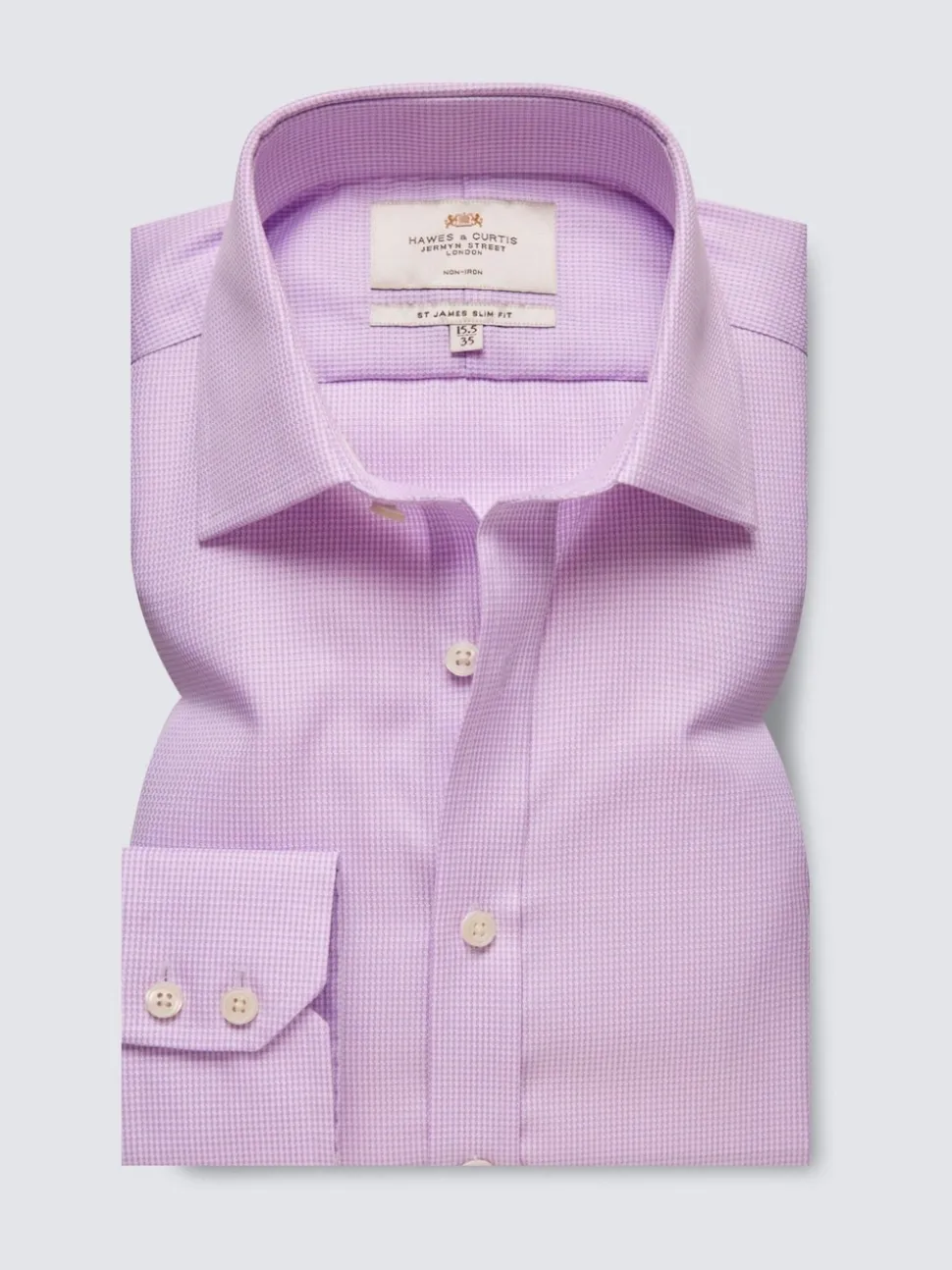 Hawes & Curtis Slim Non-Iron Dogtooth 100% Cotton Purple Shirt