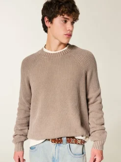Hollister Boxy Crew Neck Long Sleeve Brown Jumper